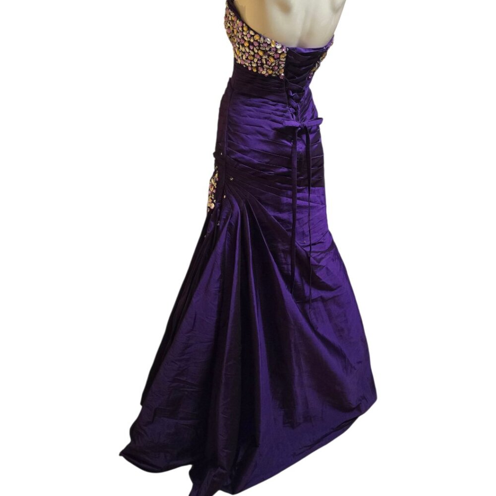 🏷️NWT  -  MORI LEE Dark Purple Strapless Prom Gown sz 8  -  NWT🏷️ - Picture 9 of 13
